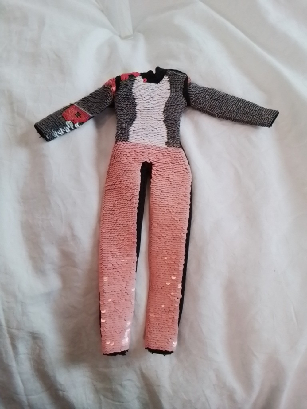 Sequin Pink & Black Doll Jumpsuit